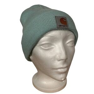 Carhartt Classic Light Blue Beanie Ribbed Knit Cuffed Hat Youth OSFM